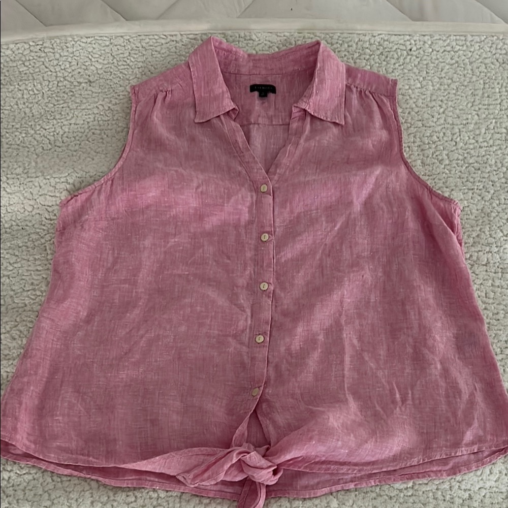 Talbots Sleeveless Linen Blouse Size XL